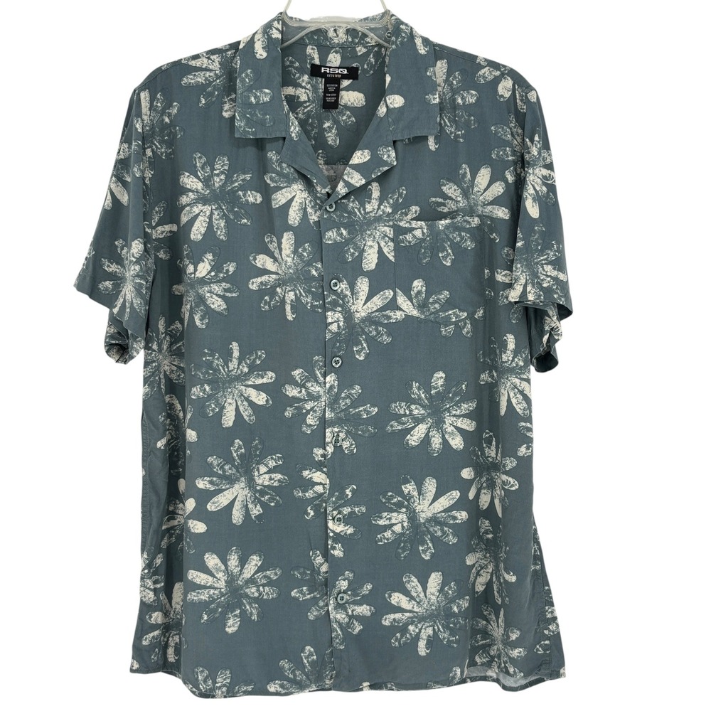 RSQ Mens Short Sleeve Button Up Shirt Size XL Casual Minimalist Summer